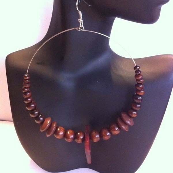 African Inspired Tribal Beaded hoops (FREE SHIPPING Within the US)