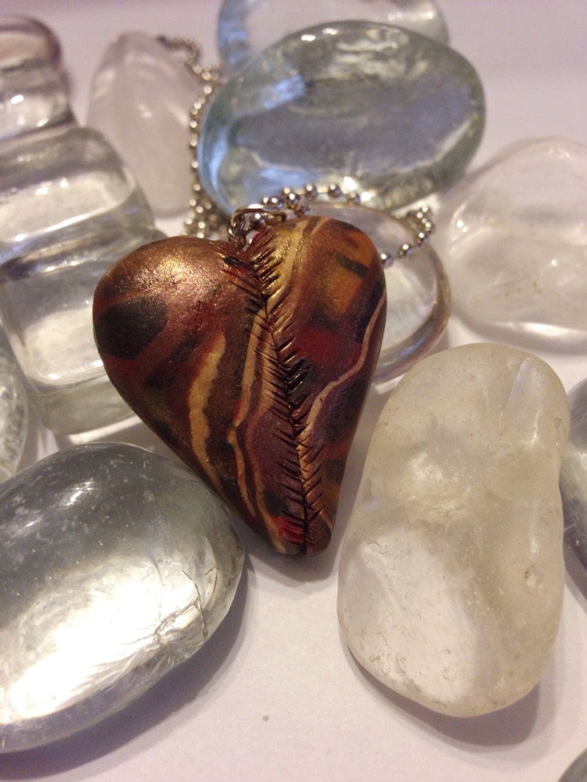 Polymer Clay Heart Necklace Etsy