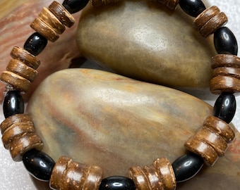 Men's Bracelet-beaded stretch wooden bracelet