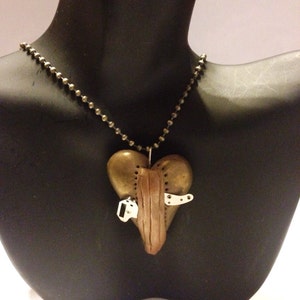Steampunk Polymer Clay Heart Necklace