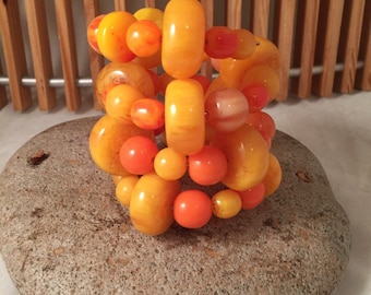 Chunky Beaded Wrap Cuff Bracelet