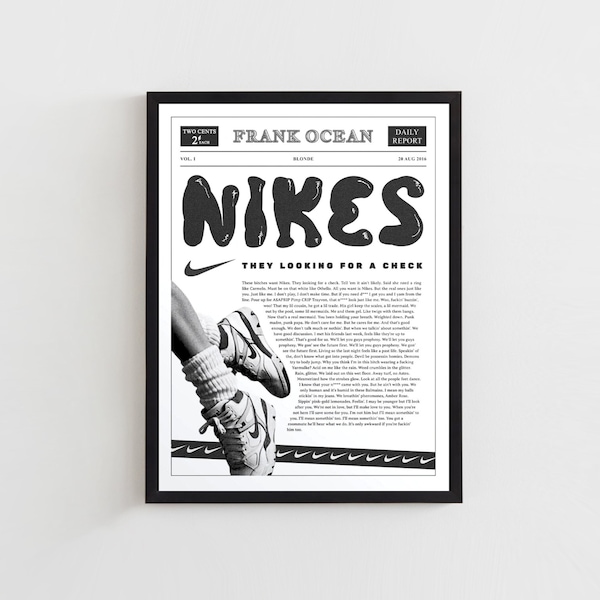 Vintage Nike Shoes Digital Download, Aesthetic Room Poster, Frank Ocean Nike Shoes Poster, Bedroom Wall Art