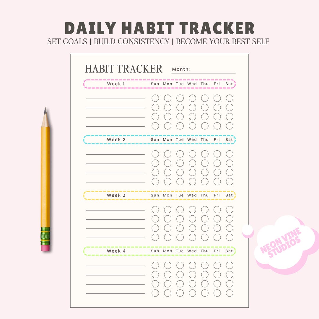 Habit Tracker Sheet, Goal Setting Printable, Daily Routine Planner ...