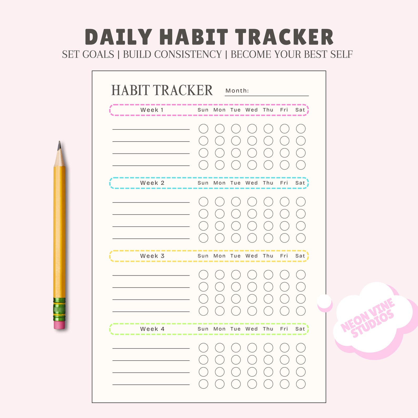 Habit Tracker Sheet, Goal Setting Printable, Daily Routine Planner, Productivity Organizer, Self ...