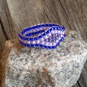 Royal Blue Purple Passion Lavender Minimalist Tribal Bead Band Ring Pinky Hypoallergenic image 2
