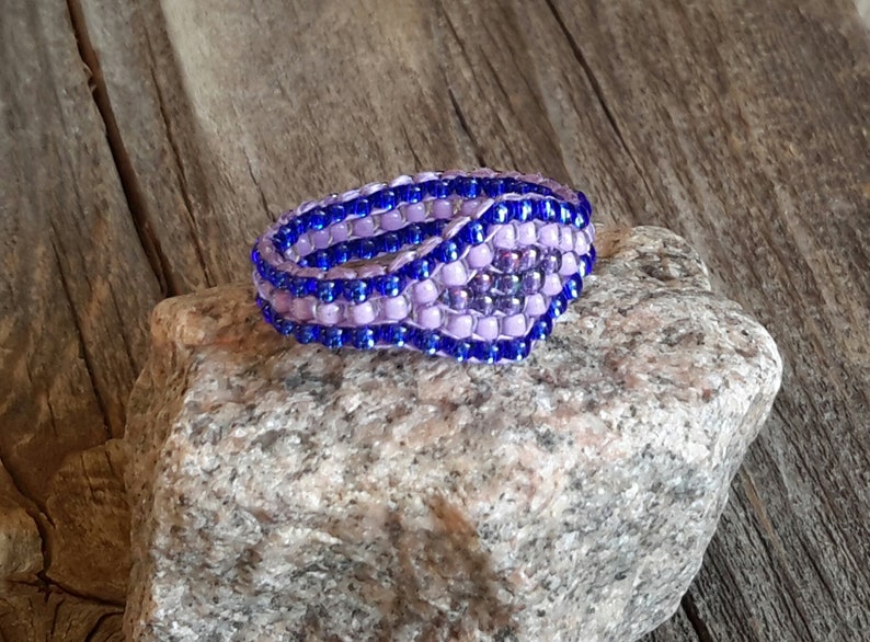 Royal Blue Purple Passion Lavender Minimalist Tribal Bead Band Ring Pinky Hypoallergenic image 2
