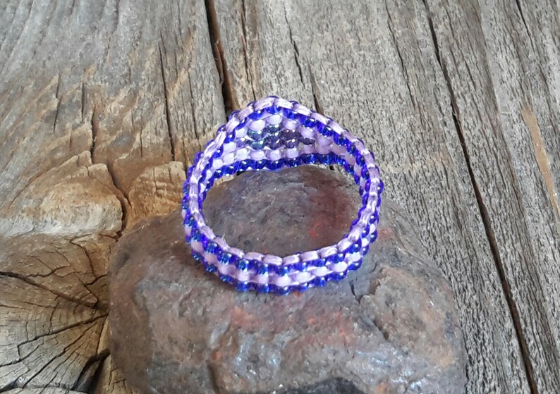 Royal Blue Purple Passion Lavender Minimalist Tribal Bead Band Ring Pinky Hypoallergenic image 4