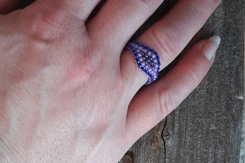 Royal Blue Purple Passion Lavender Minimalist Tribal Bead Band Ring Pinky Hypoallergenic image 9