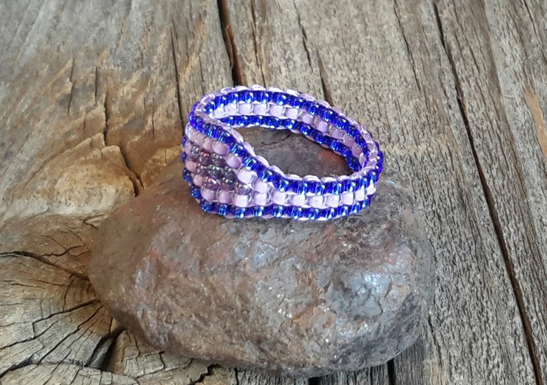 Royal Blue Purple Passion Lavender Minimalist Tribal Bead Band Ring Pinky Hypoallergenic image 3