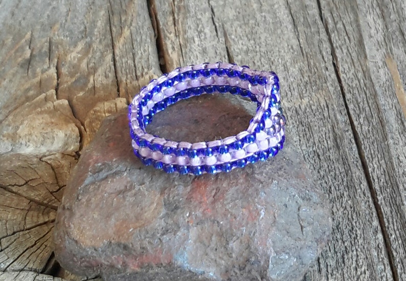 Royal Blue Purple Passion Lavender Minimalist Tribal Bead Band Ring Pinky Hypoallergenic image 5