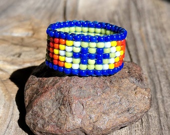 Autism Awareness Crayon Blue Colorful Rainbow Puzzle Piece Beaded Yellow Green Band Ring Hypoallergenic Aspergers ASD Aspie Autistic April