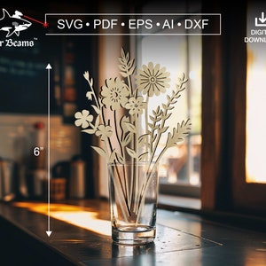 Blumen Stengel Laser Cut Datei - Digitaler Download (Ai, PDF, DXF, SVG, eps)