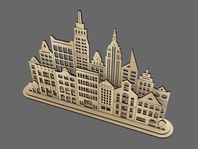 Wood City Laser Cut File - Digital Download (ai, PDF, DXF, SVG, Eps) - Etsy