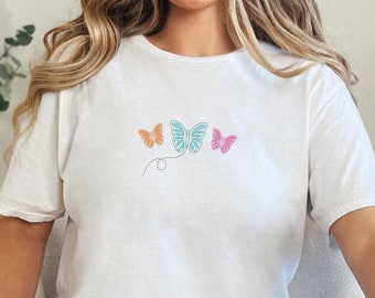 Camicia farfalla carina minimalista - Maglietta farfalle, maglietta farfalla Girly, regalo per lei