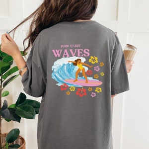 Ocean Waves Surfer T-Shirt, Ocean Lover Beachy Summer Shirt, Tropical Beachwear, Coconut Girl Clothing, Gift for Surfer
