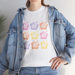 ハワイアンフラワーTシャツ（ピンク、オレンジ、パープル） - ビーチシャツ、フラワーシャツ、ハワイシャツ、アロハシャツ