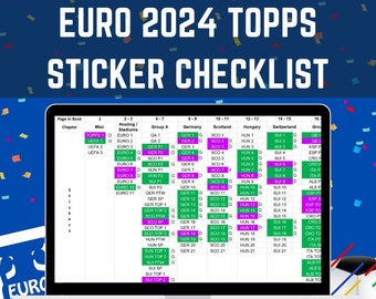 Euro 2024 Topps Adesivo Lista di controllo digitale Tracker Calcio Realizzato da un collezionista per collezionisti Download istantaneo Excel