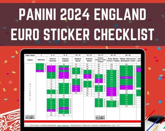Panini Sticker Checklist Tournament Edition 2024 Digital Download in Excel or Google Sheets
