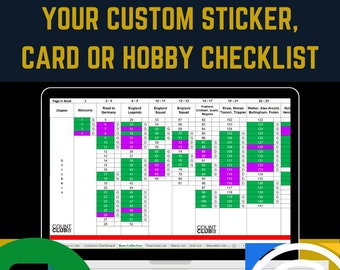 Custom Made Sticker / Card / Hobby Checklist For Any Collection Tracker For Download Excel and Google Sheets