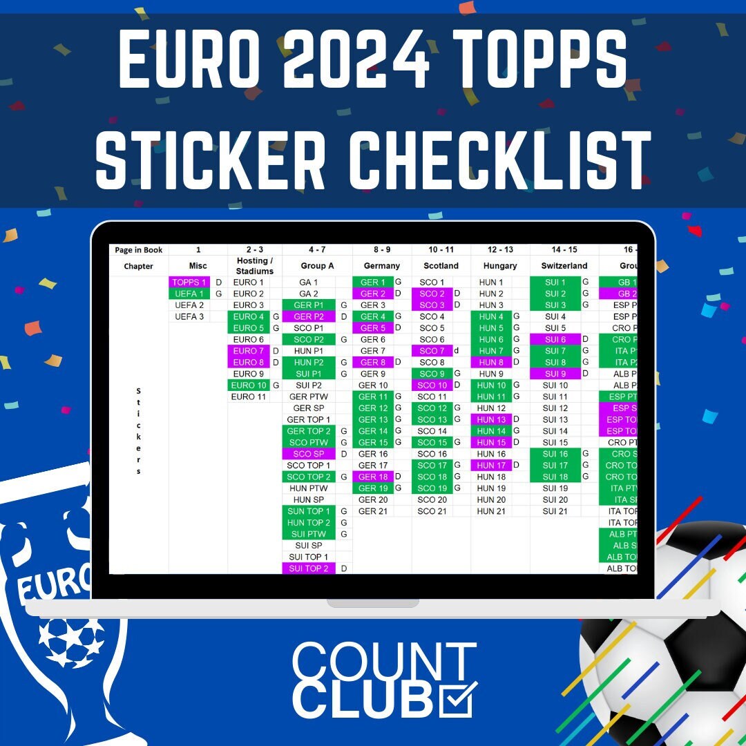 Euro 2024 Topps Sticker Digital Checklist Tracker Football Made by a Collector for Collectors
