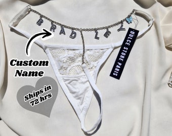 Customized Name Thong, Jewelry Custom Thong with Crystal Letter Name, Couple Gift, Gift For Husband, Gift For Boyfriend, Gift For Girlfriend