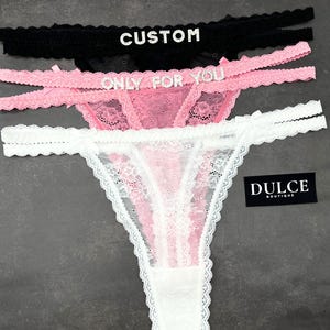 Custom Name Lace Thong, Personalised Name Thong, Custom Name Thong, Custom Thong