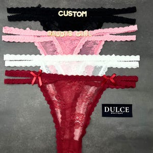 Custom Thong G-strings With Gold Charms Name, Personalised Thong With Name, Custom Thong, Anniversary Gift