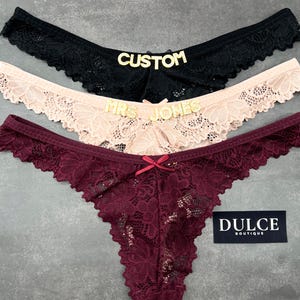 Custom Name Lace Thong, Personalised Name Thong, Custom Name Thong, Custom Thong