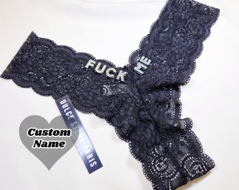 Personalized Thong with Name, Lace Thongs With Crystal Letter Name, Valentines Day Gift, Anniversary Gift, Honeymoon Gift, Gift for Her