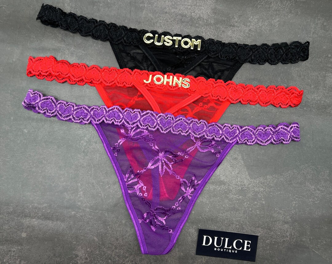 Custom Thong G-strings With Gold Charms Name, Personalized Thong With ...