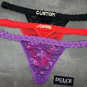 Custom Thong G-strings With Gold Charms Name, Personalized Thong With Name, Custom Thong, Custom Name Thong, Anniversary Gift