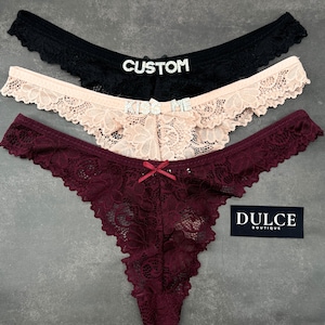 Custom Name Lace Thong, Personalised Name Thong, Custom Name Thong, Custom Thong