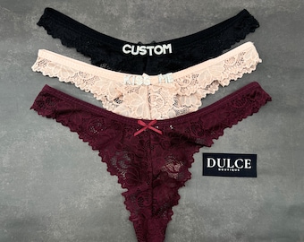 Custom Name Lace Thong, Personalised Name Thong, Custom Name Thong, Custom Thong