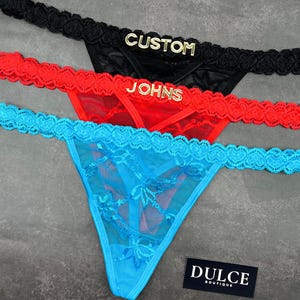 Custom Name G-Strings, Personalised Name Thong, Custom Name Thong With Gold Charms