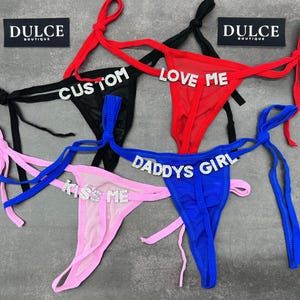 Stringtrosa med kristallbokstäver, sexiga stringtrosor med personligt namn, stringtrosor, present till par, present till make, present till pojkvän