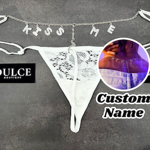 Tanga personalizada con dijes y nombre, regalo de aniversario