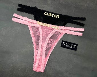 Custom Name Lace Thong, Personalised Name Thong, Custom Name Thong, Custom Thong