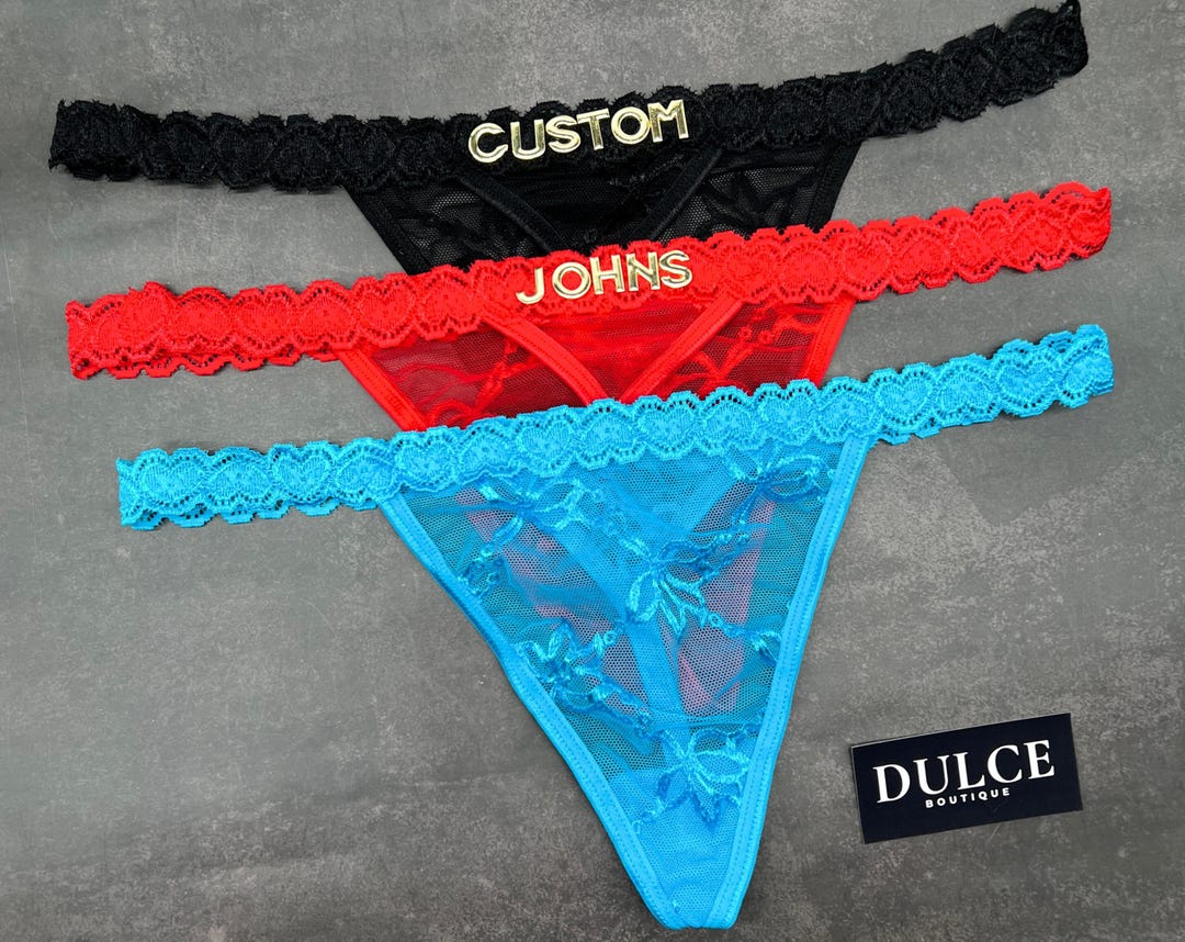 Custom Thong G-strings With Gold Charms Name, Personalized Thong With ...