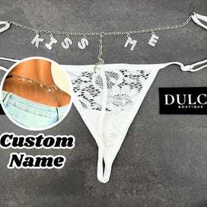 Corrente de tanga personalizada com nome, corrente de barriga com nome personalizado, corrente de cintura personalizada, joias corporais, presente para casal, presente para namorado
