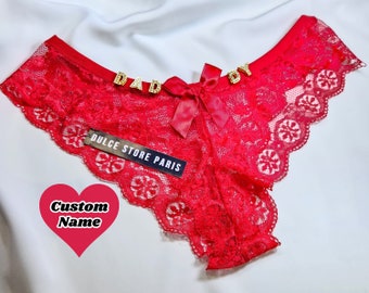 Custom Lace Lingerie, Personalized Lace Lingerie With Your Name, Custom Thong, Name Thong, Couple Gift, Gift For Husband, Gift For Boyfriend