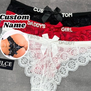 Custom Thong G-strings With Name, Personalised Thong, Custom Name Thong, Thong With Gold Charms, Valentines Gift