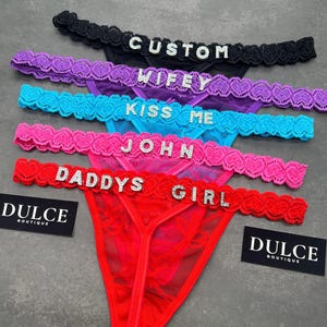 Custom Name Lace Thong, Personalised Name Thong, Custom Name Thong, Custom Thong