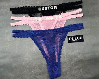 Custom Name Lace Thong, Personalised Name Thong, Custom Name Thong, Custom Thong