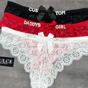 Custom Name Thong With Diamond Charms, Custom Name G-Strings, Personalised Name Thong, Custom Name Thong