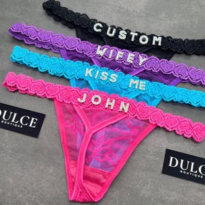 Silver Name Thong, Personalised Name Thong, Custom Name Thong, Anniversary Gift, Gift for Him, Couple Gift