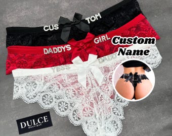 Tanga personalizada con lazo, tanga con nombre, tanga con nombre personalizado, tanga con nombre personalizado, regalo perfecto para él, regalo perfecto para ella