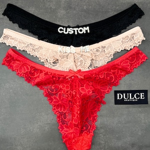 Custom Thong G-strings With Silver Charms Name, Personalised Thong With Name, Custom Thong, Custom Name Thong, Anniversary Gift