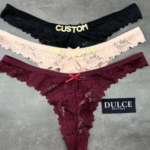 Custom Name Lace Thong, Personalised Name Thong, Custom Name Thong