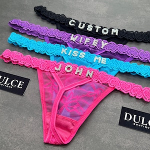 Custom Name Thong With Gold Letters, Custom Name G-Strings, Personalised Name Thong, Custom Name Thong