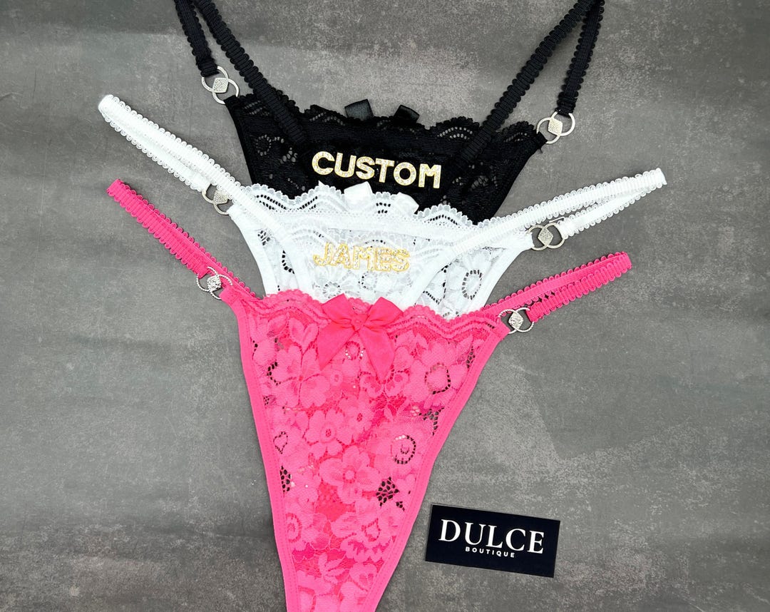 Custom Thong G-strings With Gold Charms Name, Personalized Thong With ...